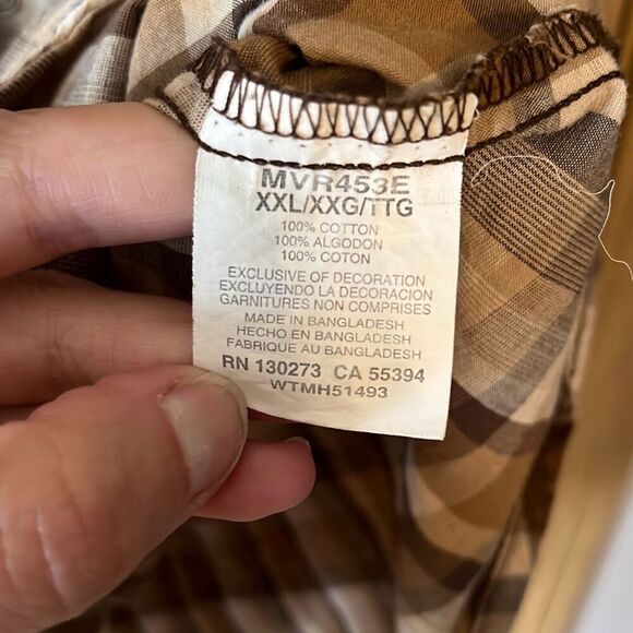Wrangler Retro Brown Plaid Pearl Snap Long Sleeve Shirt XXL - Picture 5 of 5